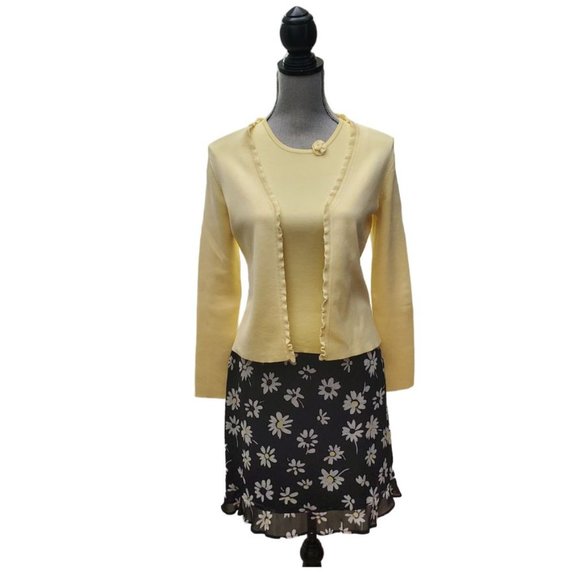 Petite Sophisticate Sweaters - Petite Sophisticate Silk Stretch Cardigan & Shell Set | Like New  | XSP | Yellow